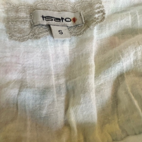 New Anthropologie Isato White Gauzy Embroidered Beaded Peasant Blouse Small - Picture 8 of 9